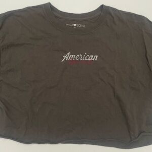 Medium Grey Cropped Social Scene Graphic Short Sleeve Tee